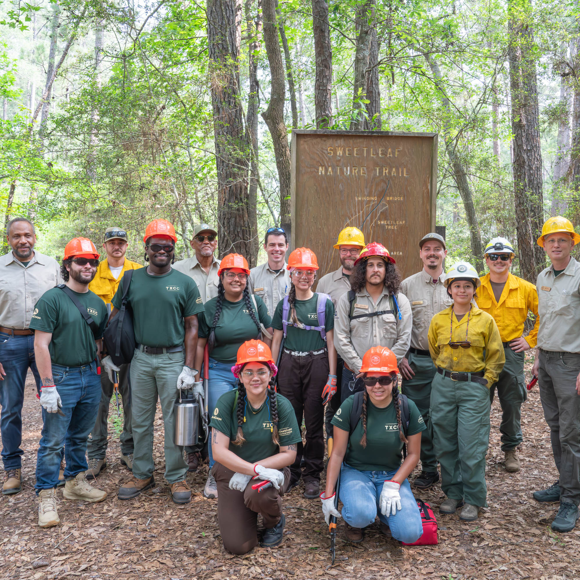 Crews from American YouthWorks helped restore parts of the W.G. Jones State Forest as part of their contribution to assist their community following last week’s damaging storms.