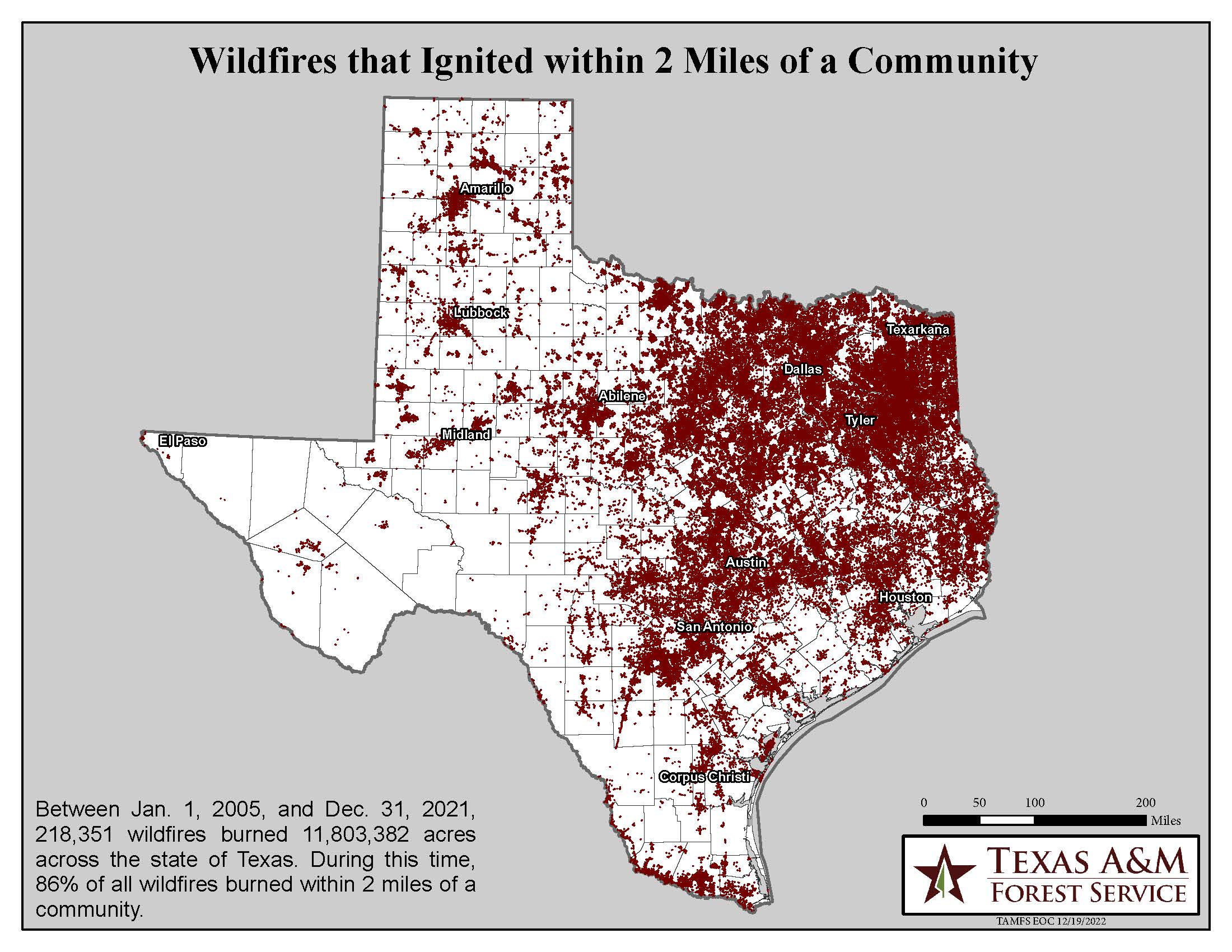 Wildfires 2-mile Map