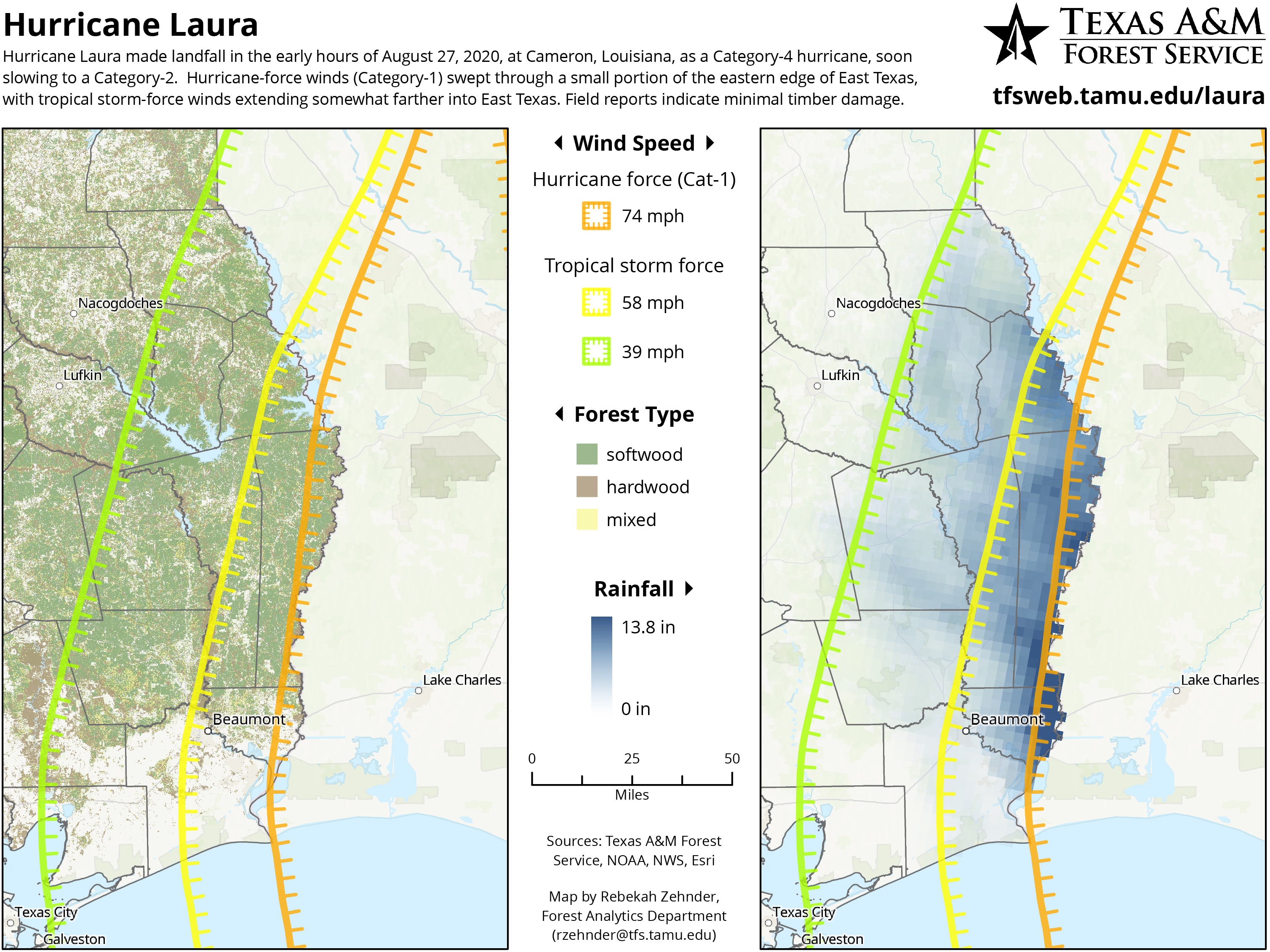 Hurricane Laura Wind Speed Map