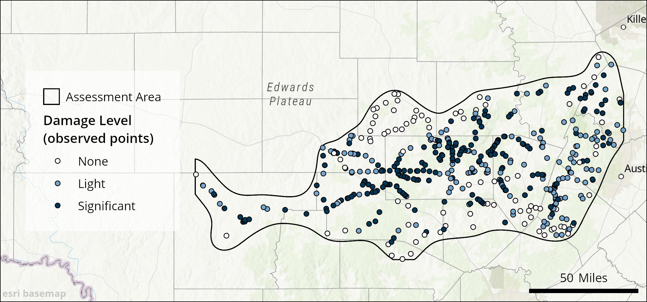 Central Texas Ice Damage - points