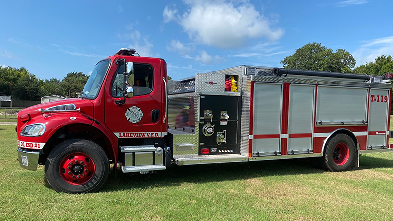 New Lakeview Fire Truck shown from side