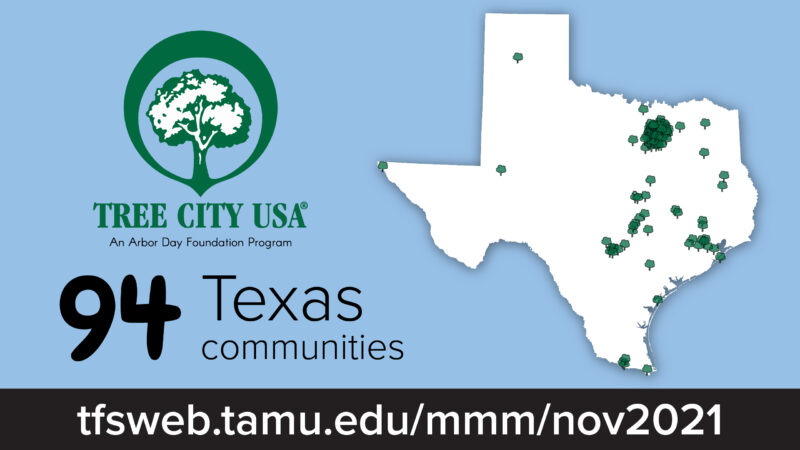 Graphic displaying all participating cities in the Tree Line USA program, an Arbor Day Foundation initiative recognizing utilities for best practices in tree care, worker training, tree planting, energy conservation, and Arbor Day celebrations.