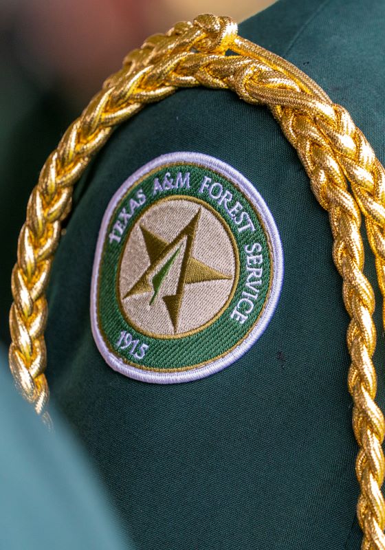 Texas A&M Forest Service patch on sleeve