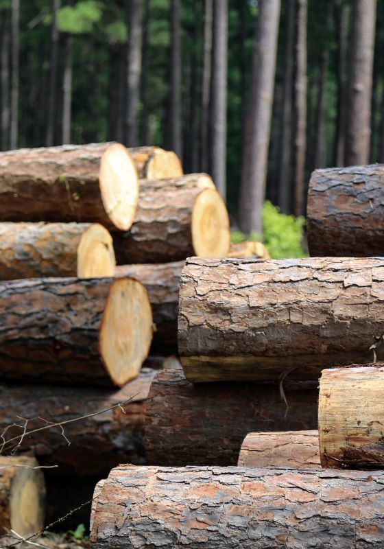 Cortar troncos en medio de un bosque